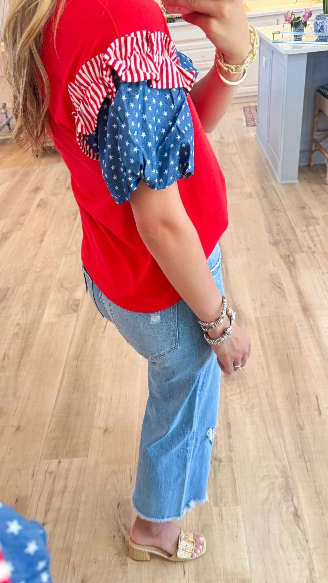 Women'S American Style Puff Sleeve Top