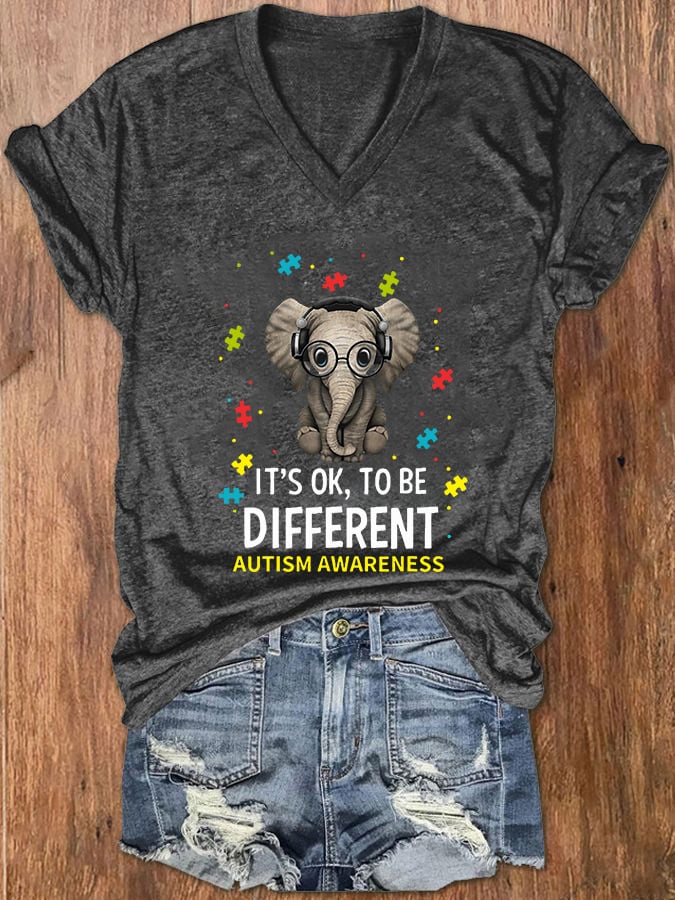 Women's It's Ok To Be Different V-Neck T-Shirt