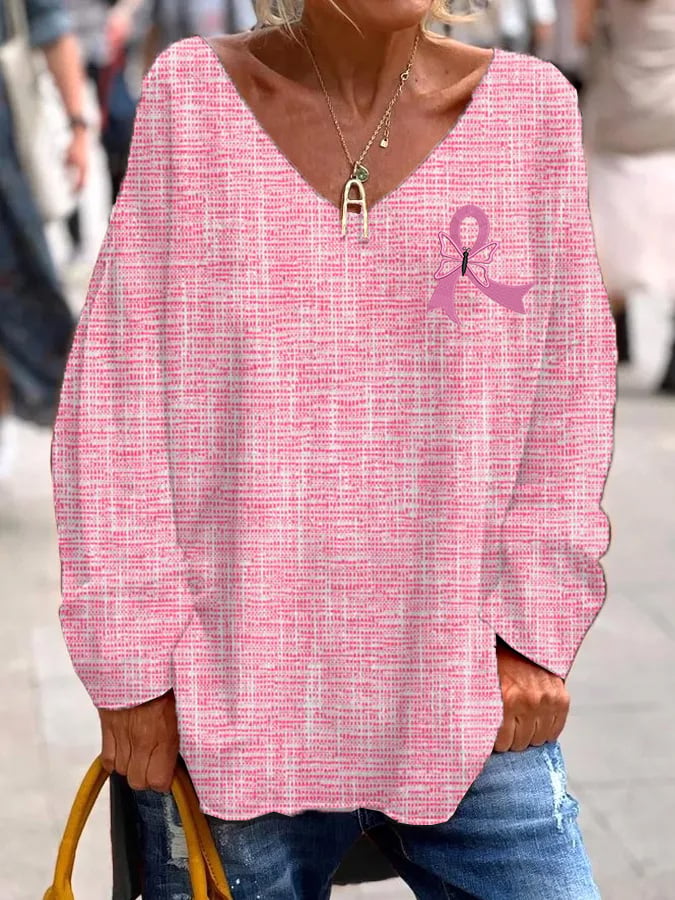 Women's Pink Breast Cancer  Print Shirt