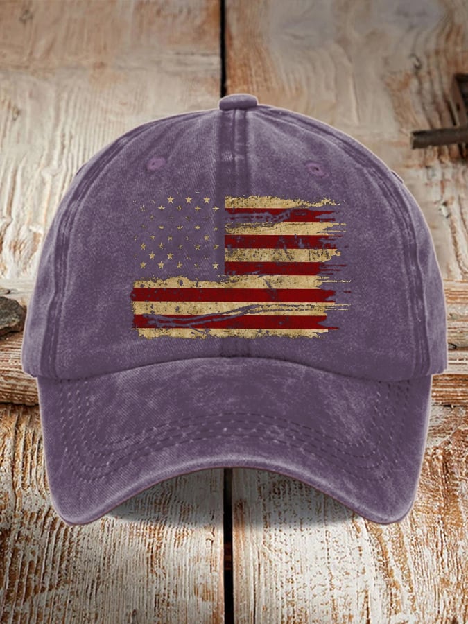 Unisex Distressed Washed Cotton Print Hat