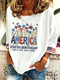 Women's 250 Years Of Freedom Flower Art Print  Top