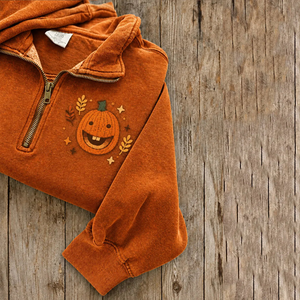 Women's Fun Cute Pumpkin Print Zipper Sweatshirt