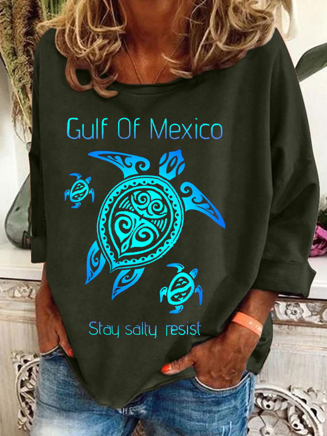 Women's Gulf Of Mexico Print Casual Sweatshirt