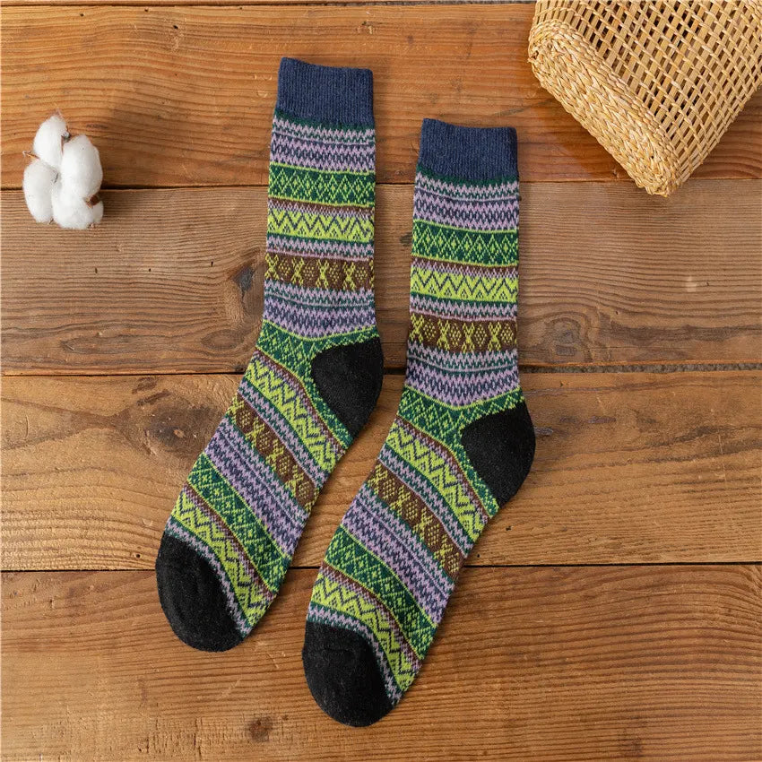 Retro Rabbit Wool Ethnic Style Mid Tube Socks