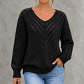 Elegant Openwork Long-sleeved Pullover Sweater