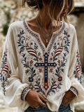 Women's Casual Faith Floral Graphic Print Blouse Shirt