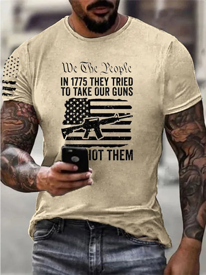 Independence Day  We The People To Take Our Gun We Shot Them Pattern 100% Cotton T-Shirt