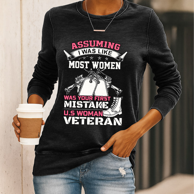 Women's Veteran Print Casual Sweatshirt