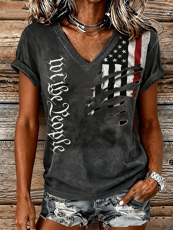 Women'S Casual U.S. 250th Anniversary Commemorative Printed T-Shirt