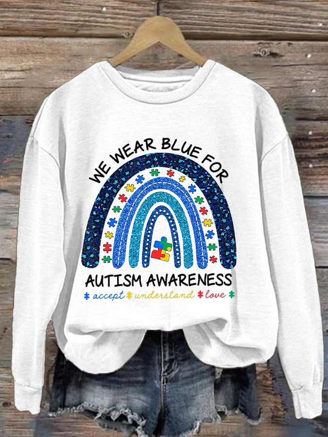 Women's Autism Printed Long Sleeve Sweatshirt