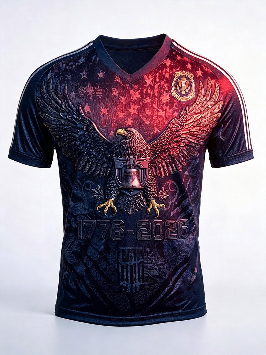 Men's Vintage USA 250th Print Short-Sleeve V-Neck T-Shirt