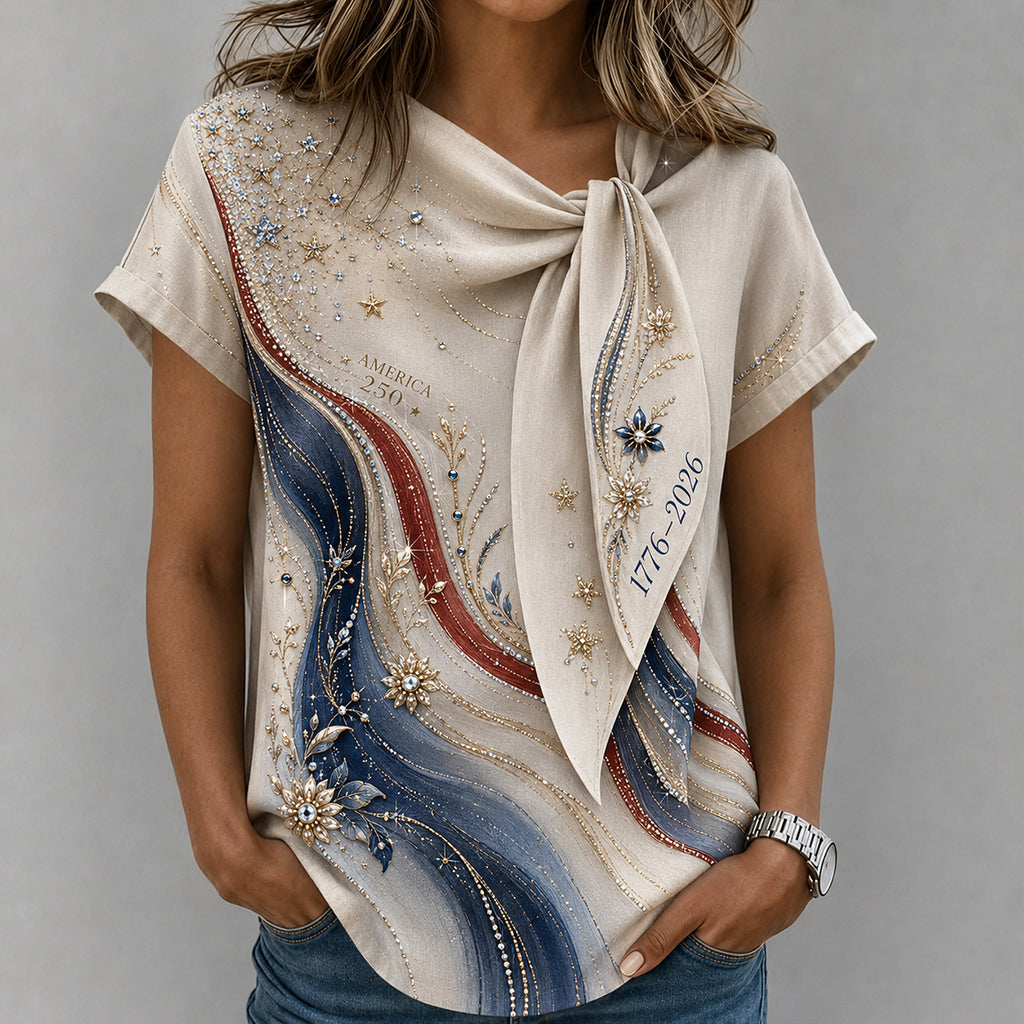 Women's USA 250th Anniversary Art Print Casual Shirt