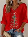 Women's Christmas Cross Print T-Shirt