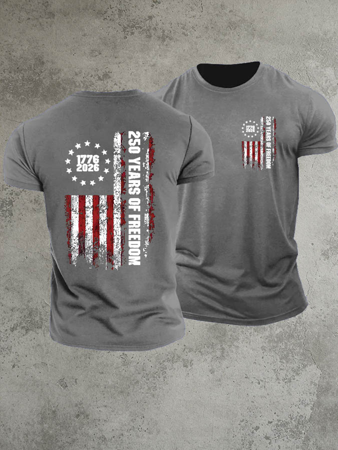 1776-2026 250 Years Of Freedom Pattern 100% Cotton T-Shirt