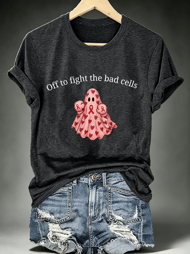 Women's Off to fight the bad cells Print T-Shirt