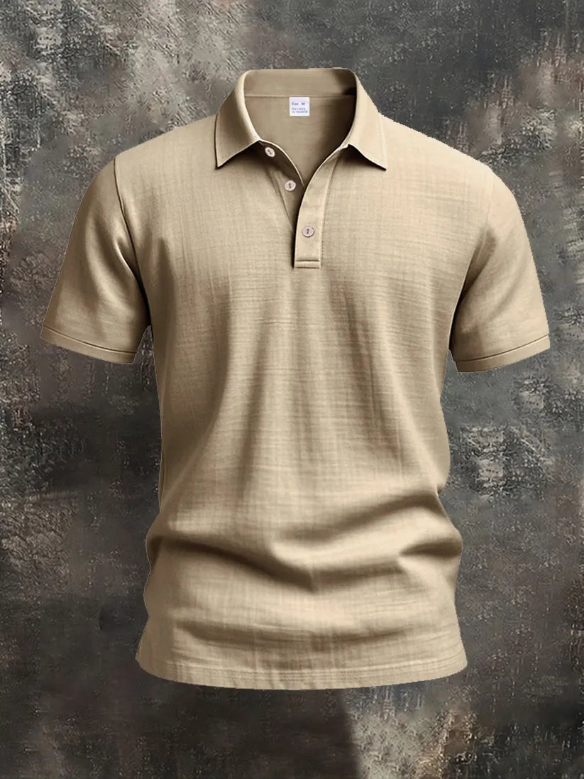 Men's Linen Short Sleeve Polo Shirt