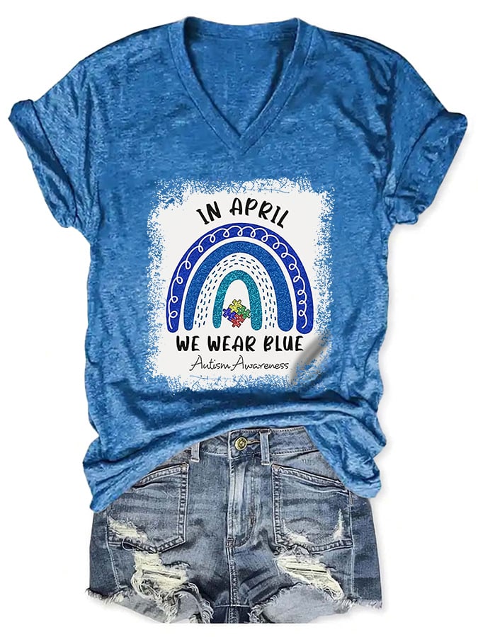 Autism Awareness In April We Wear Blue Print T-Shirt