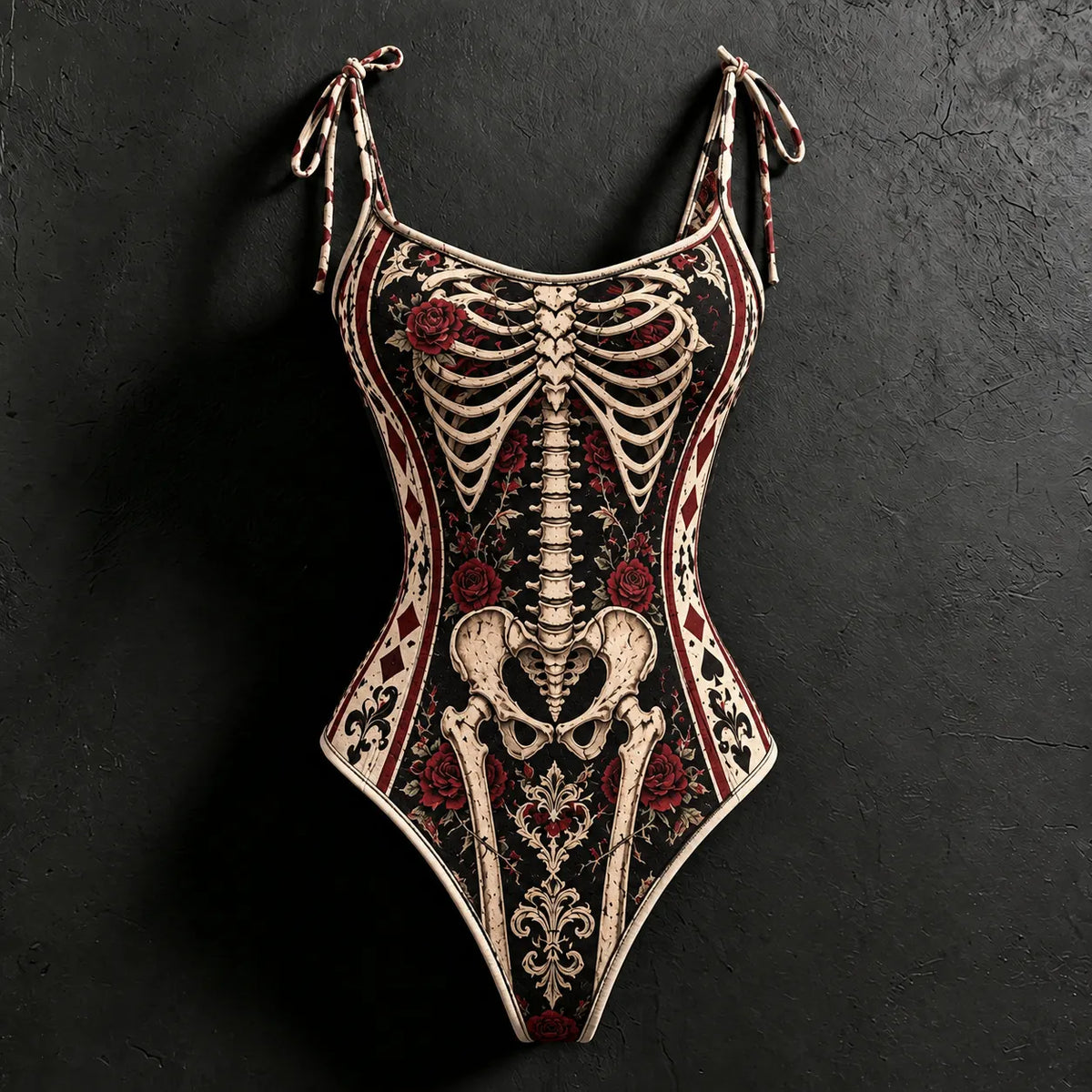 Women's Halloweenhalloween Gothic Skeleton & Floral Poker Print Hoodie Two-piece Set