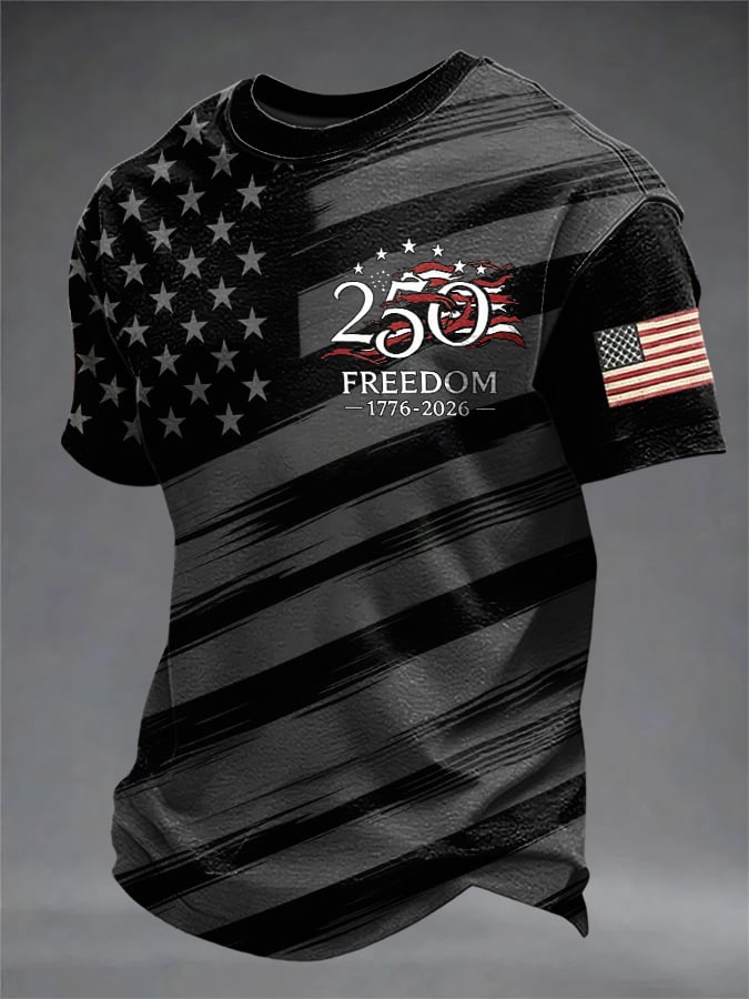 Men's USA 1776-2026 Freedom Printed Casual T-shirt
