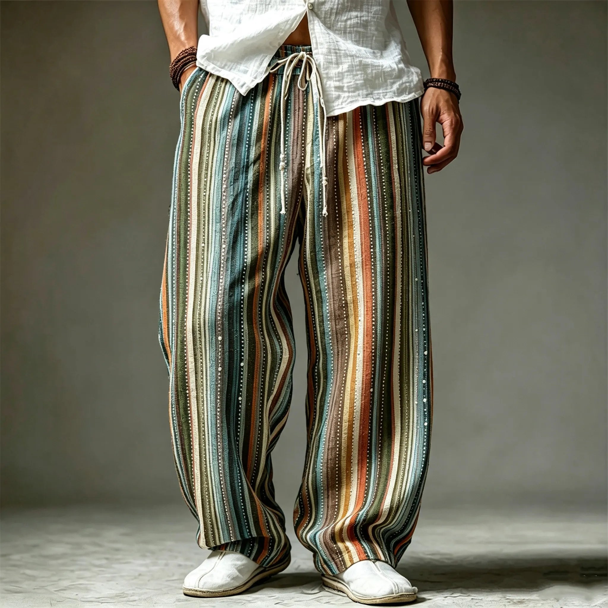Men's Retro Bohemian Hippie Style Printed Casual Trousers