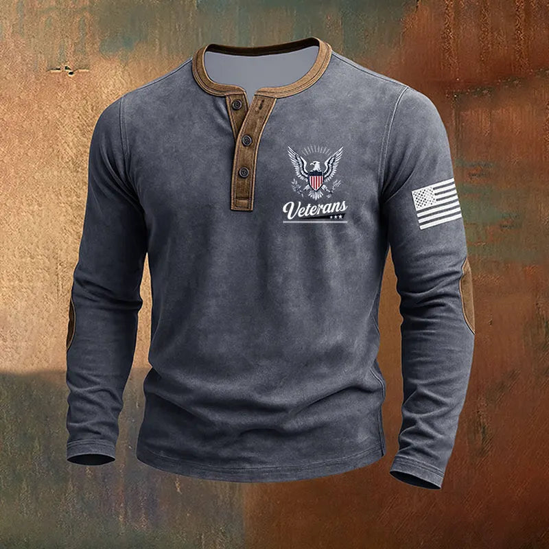Veterans DD-214 Print Long-Sleeved Henley