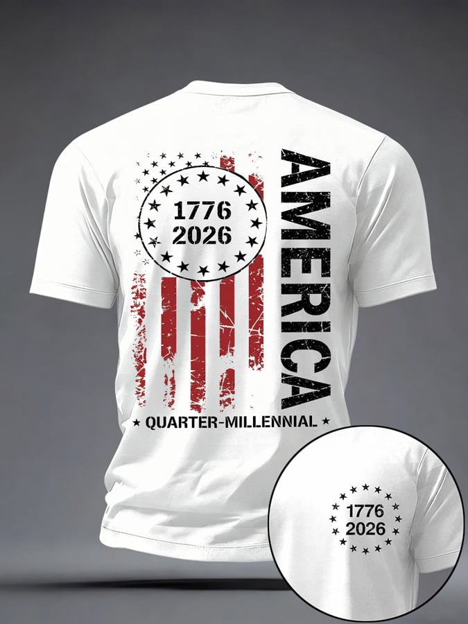 Men's Casual USA 250th Anniversary Printed Short-Sleeve T-Shirt