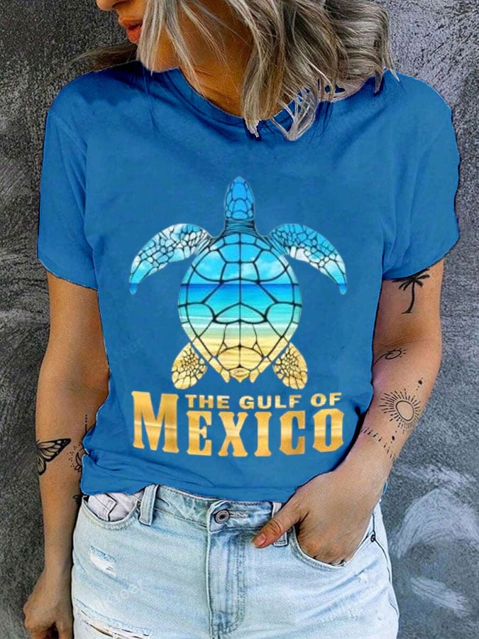Women's Gulf of Mexico Print Round Neck T-Shirt