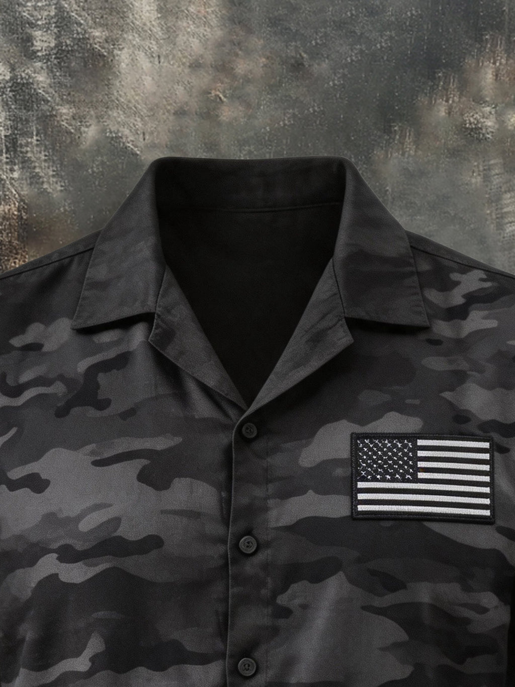 Men's Retro Cotton-Linen Patriot Color-Block Short-Sleeve Shirt