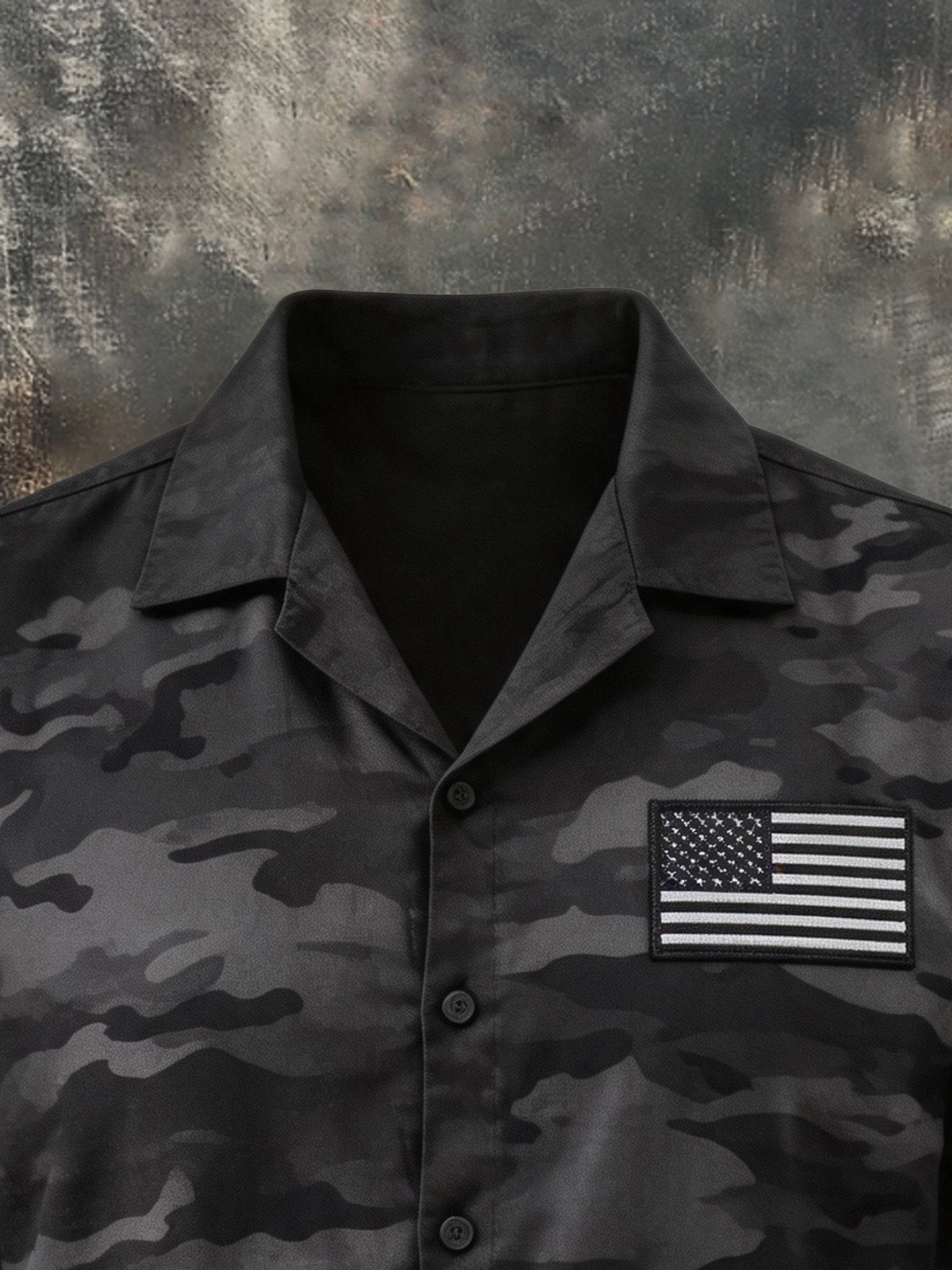 Men's Retro Cotton-Linen Patriot Color-Block Short-Sleeve Shirt