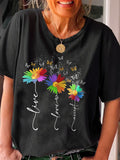 Vintage Autism Awareness Live Love Accept Print T-Shirt