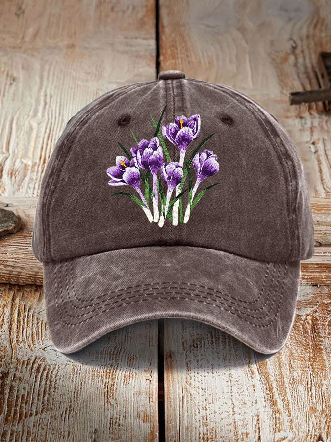 Alzheimer's Awareness Purple Floral Print Unisex Hat