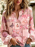 Women's Pink Floral Print Top