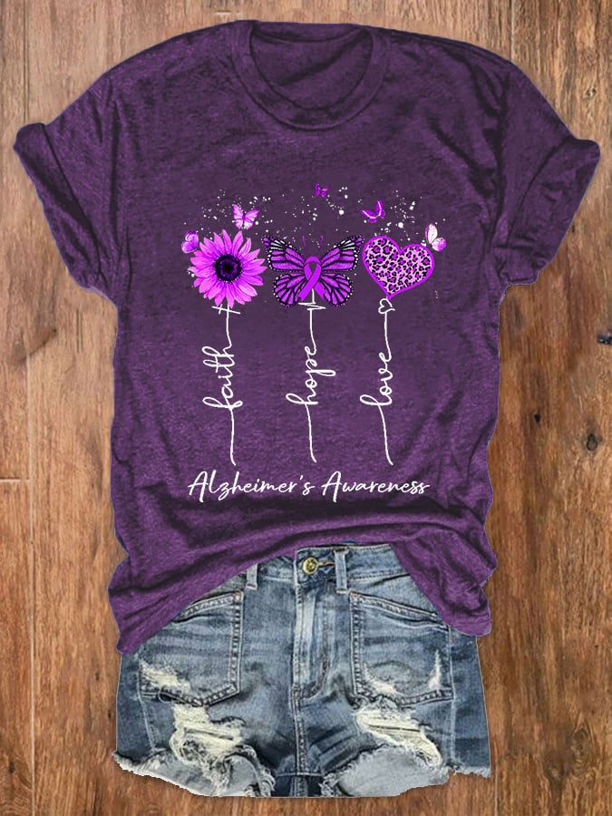 Women's Faith Hope Love Alzheimer's Awareness Tee