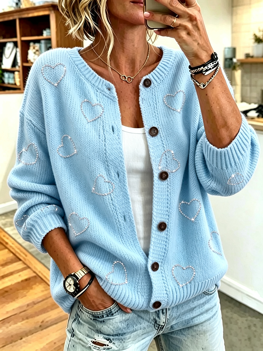 Women's Casual Floral Knitted Cardigan Top
