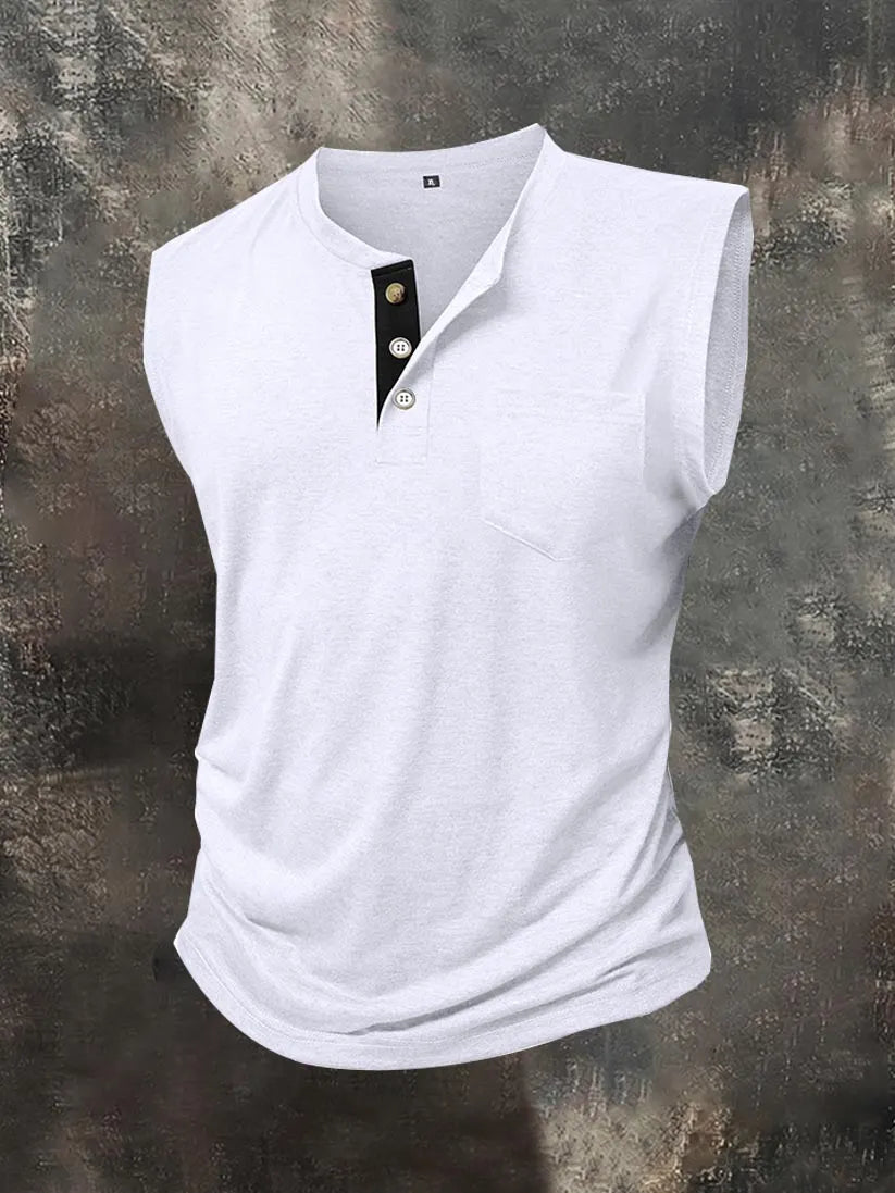 Men's Solid-Color Henley Vest