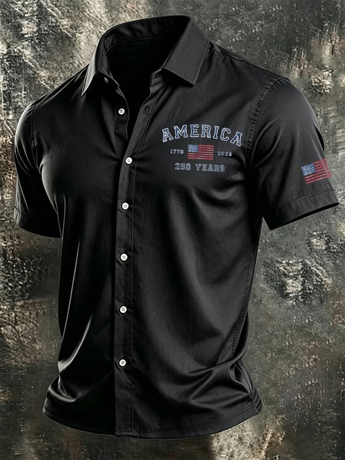 Men's Casual Printed Short-Sleeve Shirt