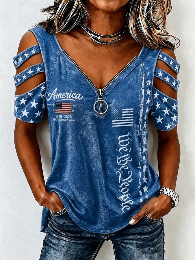 Women'S Casual Independence Day Printed Top