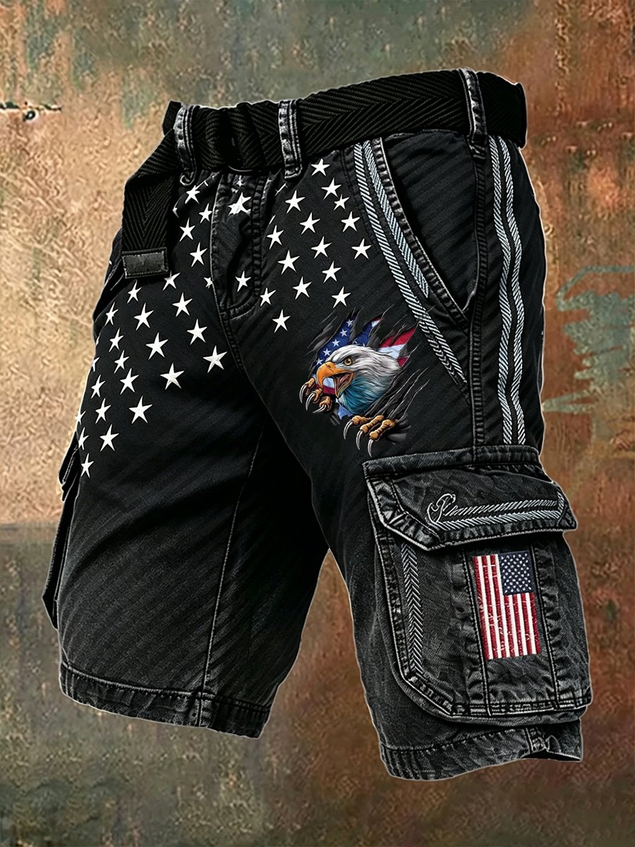 Men's 250 American  Print Casual Cargo Shorts