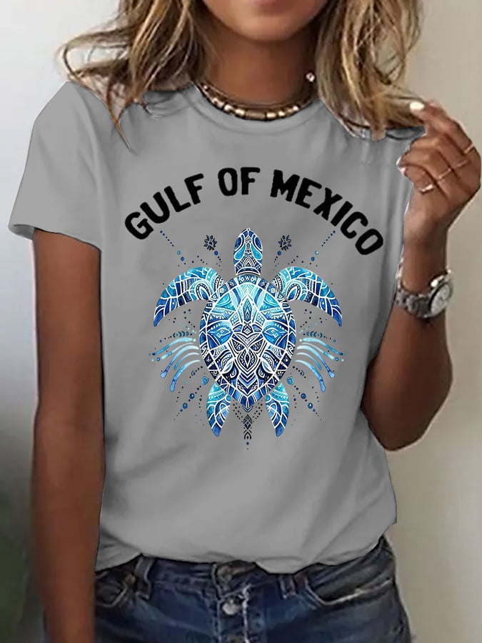 Women's Gulf of Mexico turtle print T-shirt