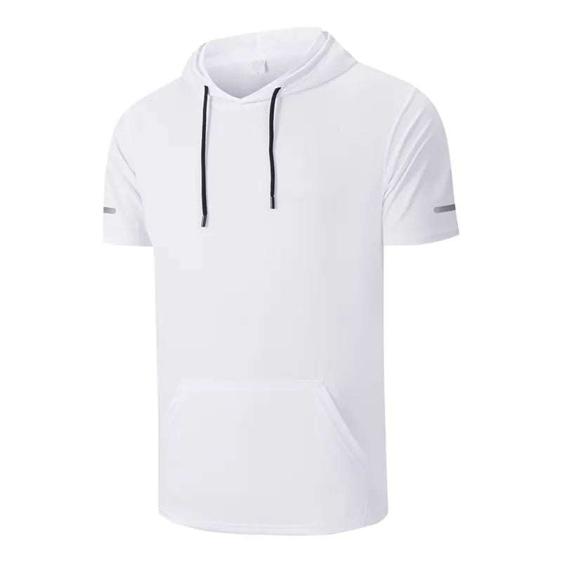 Men's Solid Color Short-Sleeve Sporty T-Shirt Hoodies