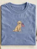 Unisex USA 250th Independence Day Puppy Print T-shirt