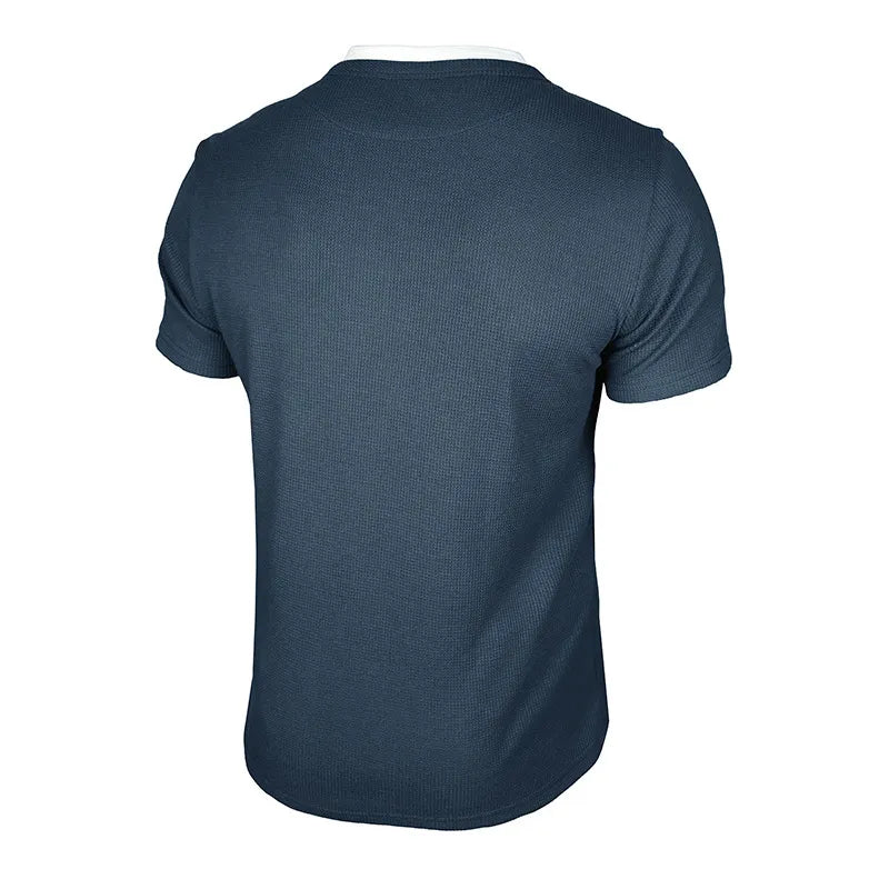 Men's Faux-Layer Waffle-Knit Henley Shirt