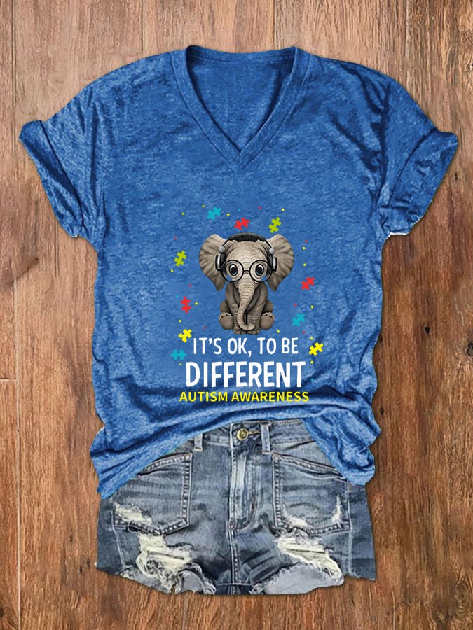 Women's It's Ok To Be Different V-Neck T-Shirt