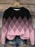 Women'S Pink Check Color Block Printed Sweatshirt