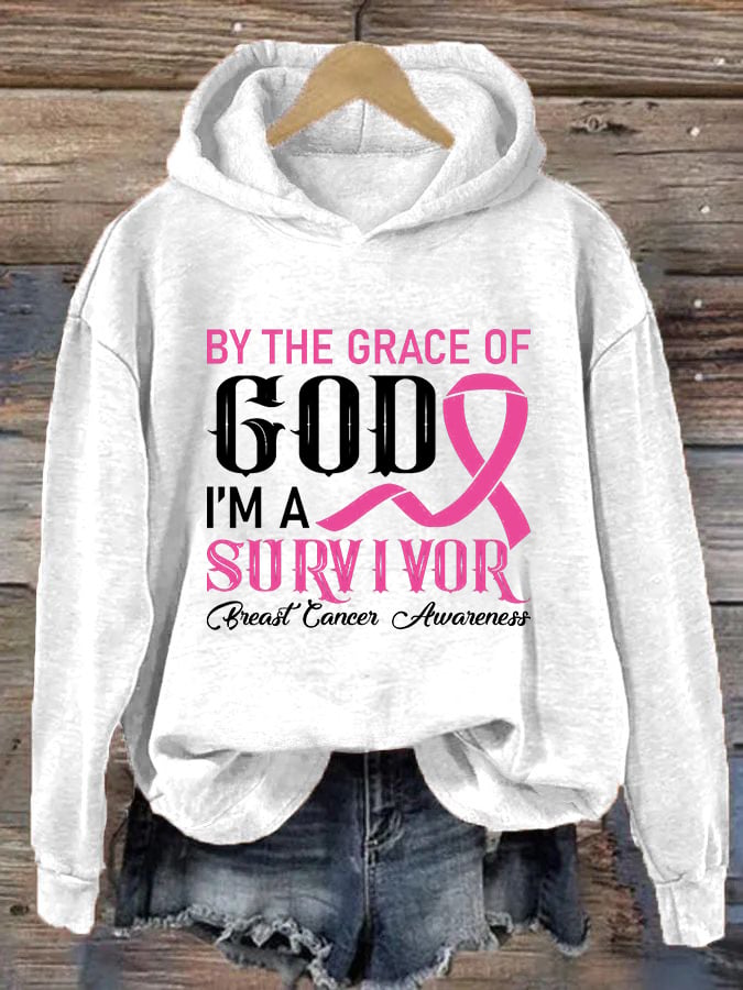 Women's By The Grace Of God I'm A Survivor Print Hoodie