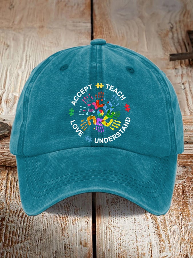 Women's Casual Autism Awareness Print Baseball Cap