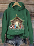 Retro Christmas the greatest gift of all is Jesus Matthew 1:21 Print Hoodie