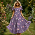 Women's Retro Hippie Style Floral Sequin Embroidered Print Dress