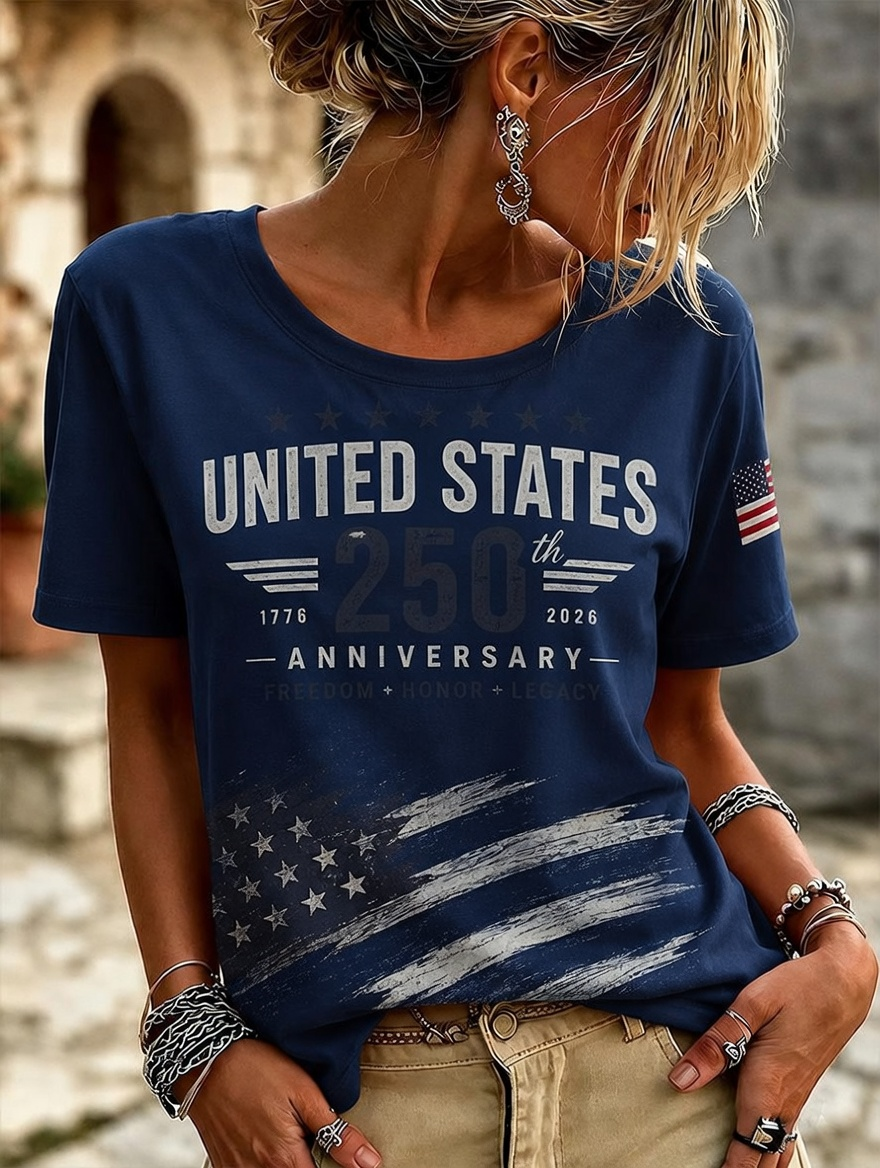 American 250th Anniversary Rhinestone Design Women's T-Shirt