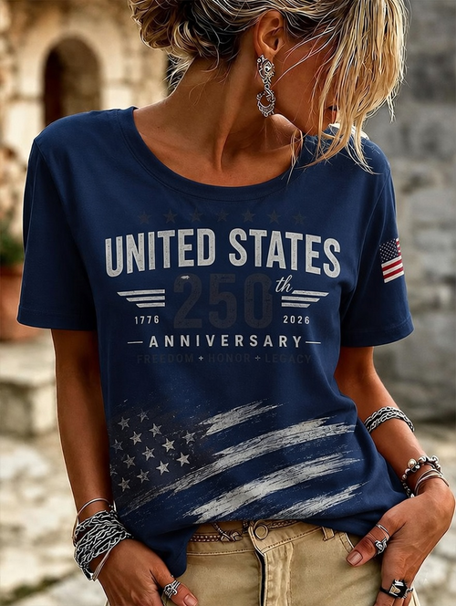 American 250th Anniversary Rhinestone Design Women's T-Shirt